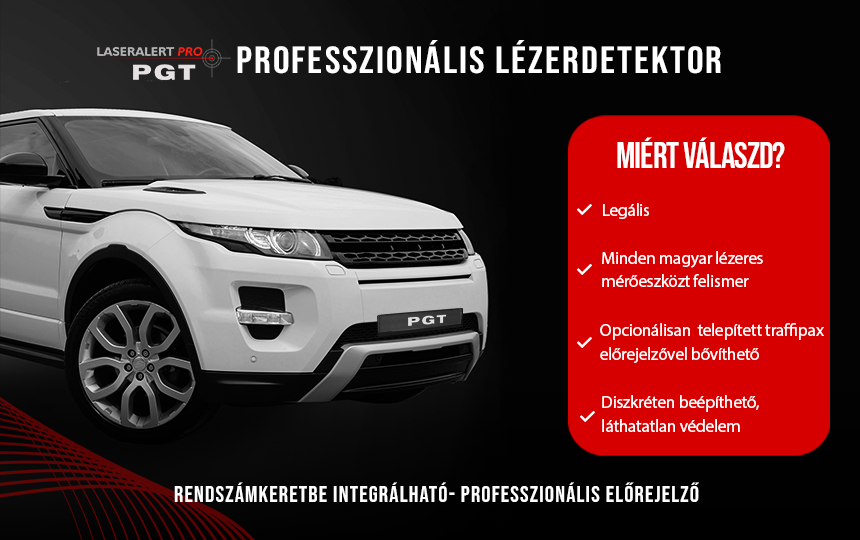 PGT rendszámkeretes lézerdetektor